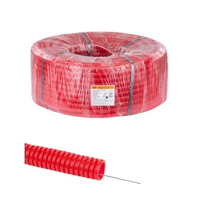 Труба гофрированная ПНД d 20 с зондом (100 м) легкая красная ТDM Труба гофрированная ПНД d 20 с зондом (100 м) легкая красная ТDM