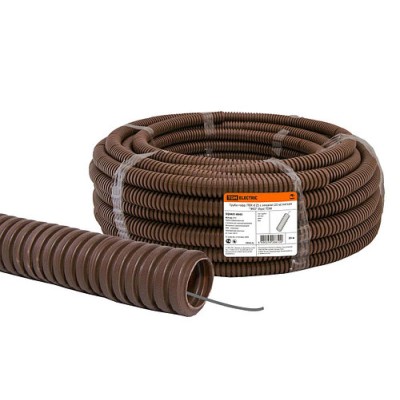 Труба гофрированная ПВХ d 25 с зондом (25 м) легкая "ЭКО" (бук) TDM Труба гофрированная ПВХ d 25 с зондом (25 м) легкая "ЭКО" (бук) TDM