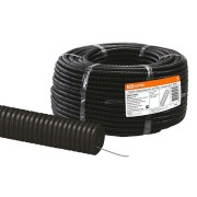 Труба гофрированная ПНД d 25 с зондом (75 м) легкая черная TDM