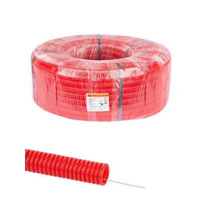 Труба гофрированная ПНД d 25 с зондом (75 м) легкая красная TDM Труба гофрированная ПНД d 25 с зондом (75 м) легкая красная TDM