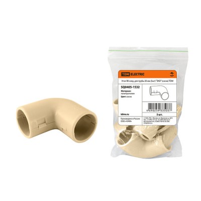 Угол 90 соед. для трубы 20 мм (5шт) "ЭКО" (сосна) TDM Угол 90 соед. для трубы 20 мм (5шт) "ЭКО" (сосна) TDM