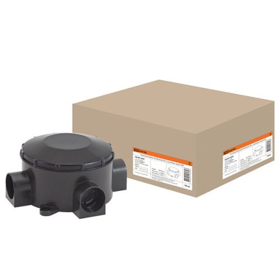 Распаячная коробка ОП D80х35мм, IP42, 3-х рожковая, черная TDM Распаячная коробка ОП D80х35мм, IP42, 3-х рожковая, черная TDM