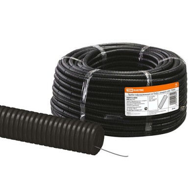Труба гофрированная ПНД d 40 с зондом (25 м) легкая черная TDM Труба гофрированная ПНД d 40 с зондом (25 м) легкая черная TDM
