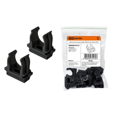 Крепеж-клипса для трубы ПНД 25 мм (10 шт.) черная TDM Крепеж-клипса для трубы ПНД 25 мм (10 шт.) черная TDM