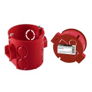 Установочная коробка СП D68х62мм, углубленная, саморезы, стык. уз, красная, IP20, инд. штрихкод TDM