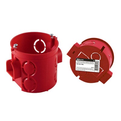 Установочная коробка СП D68х62мм, углубленная, саморезы, стык. уз, красная, IP20, инд. штрихкод TDM Установочная коробка СП D68х62мм, углубленная, саморезы, стык. уз, красная, IP20, инд. штрихкод TDM