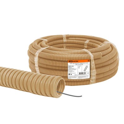 Труба гофрированная ПВХ d 25 с зондом (25 м) легкая "ЭКО" (сосна) TDM Труба гофрированная ПВХ d 25 с зондом (25 м) легкая "ЭКО" (сосна) TDM