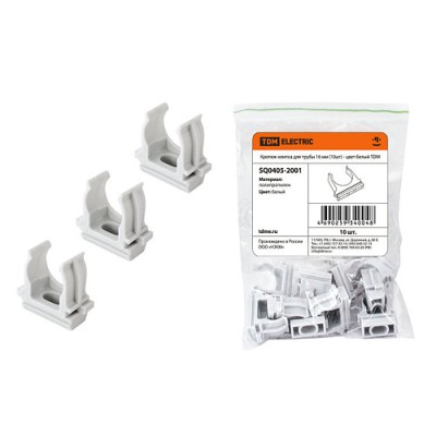 Крепеж-клипса для трубы 16 мм (10шт) - цвет белый TDM Крепеж-клипса для трубы 16 мм (10шт) - цвет белый TDM