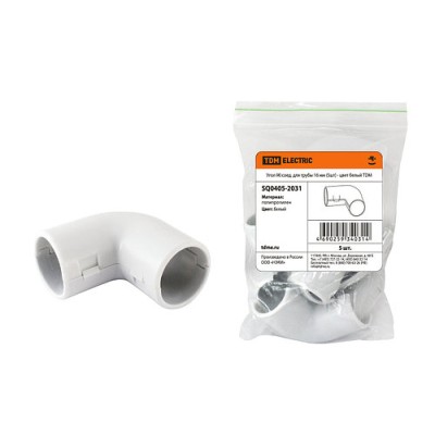 Угол 90 соед. для трубы 16 мм (5шт) - цвет белый TDM Угол 90 соед. для трубы 16 мм (5шт) - цвет белый TDM