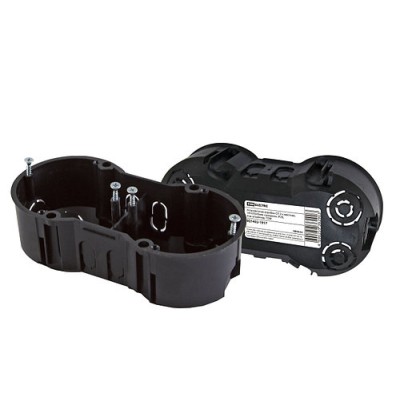 Установочная коробка СП 2-х местная, 141х70х45мм, саморезы, IP20, инд. штрихкод, TDM Установочная коробка СП 2-х местная, 141х70х45мм, саморезы, IP20, инд. штрихкод, TDM