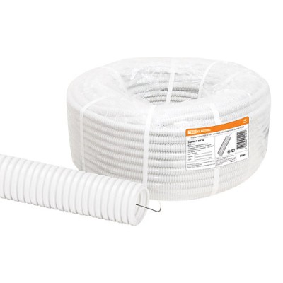 Труба гофрированная ПВХ d 16 с зондом (50 м) легкая, белая TDM Труба гофрированная ПВХ d 16 с зондом (50 м) легкая, белая TDM