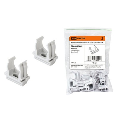 Крепеж-клипса для трубы 20 мм (10шт) - цвет белый TDM Крепеж-клипса для трубы 20 мм (10шт) - цвет белый TDM