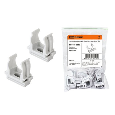Крепеж-клипса для трубы 25 мм (10шт) - цвет белый TDM Крепеж-клипса для трубы 25 мм (10шт) - цвет белый TDM