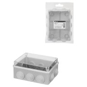 Распаячная коробка ОП 150х110х70мм, прозрач. крышка, IP55, 10 гермовводов, инд. штрихкод, TDM