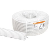 Труба гофрированная ПВХ d 25 с зондом (50 м) легкая, белая TDM