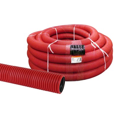 Труба гофрированная двустенная ПНД d 160 с зондом (50 м/уп.) красная TDM Труба гофрированная двустенная ПНД d 160 с зондом (50 м/уп.) красная TDM