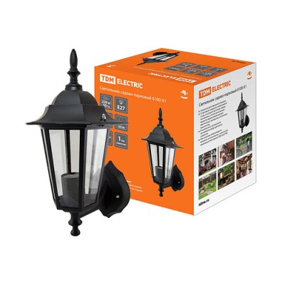 Светильник 6100-01 садово-парковый шестигранник, 100Вт, вверх, черный TDM Светильник 6100-01 садово-парковый шестигранник, 100Вт, вверх, черный TDM