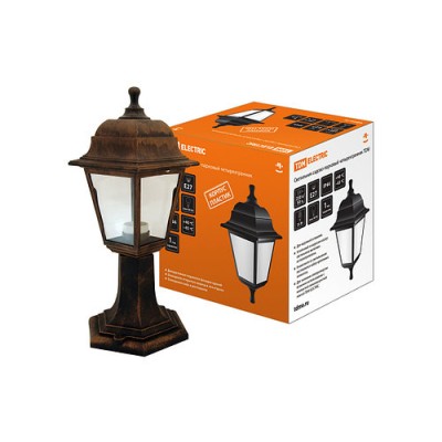 Светильник садово-парковый НТУ 04-60-001 четырехгранник, стойка, пластик, медь TDM Светильник садово-парковый НТУ 04-60-001 четырехгранник, стойка, пластик, медь TDM