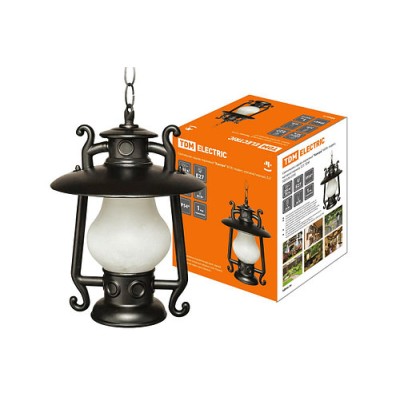 Светильник садово-парковый "Кантри" 60 Вт, подвес, матовое/черный, Е27, TDM Светильник садово-парковый "Кантри" 60 Вт, подвес, матовое/черный, Е27, TDM