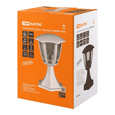 Светильник садово-парковый "СИТИ" НТУ 07-60-001 У1 4-х гранник напольный черный TDM Светильник садово-парковый "СИТИ" НТУ 07-60-001 У1 4-х гранник напольный черный TDM