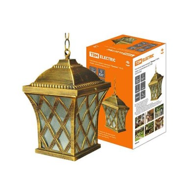 Светильник садово-парковый "Прованс" 100 Вт, подвес, шагрень/бронза Е27, TDM Светильник садово-парковый "Прованс" 100 Вт, подвес, шагрень/бронза Е27, TDM