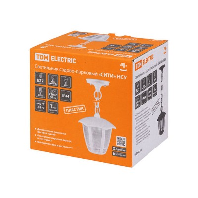 Светильник садово-парковый "СИТИ" НСУ 07-60-001 У1 4-х гранник подвесной черный TDM Светильник садово-парковый "СИТИ" НСУ 07-60-001 У1 4-х гранник подвесной черный TDM