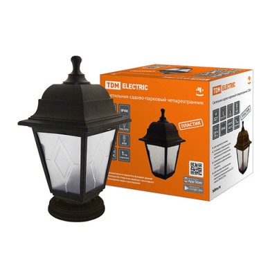 Светильник садово-парковый НТУ 04-60-001 четырехгранник, напольный, пластик, расс.пластик, черный TDM Светильник садово-парковый НТУ 04-60-001 четырехгранник, напольный, пластик, расс.пластик, черный TDM