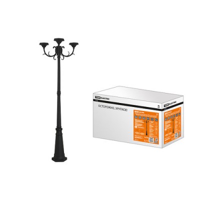 Опора парковая, без рассеив. НТУ 015, E27, 3x100 Вт, байонет 145 мм, H2005 мм, алюм, черн, IP54,TDM Опора парковая, без рассеив. НТУ 015, E27, 3x100 Вт, байонет 145 мм, H2005 мм, алюм, черн, IP54,TDM