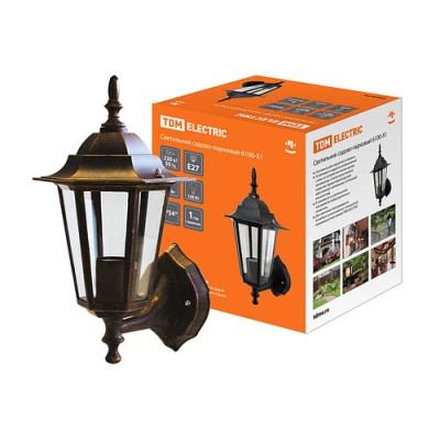 Светильник 6100-11 садово-парковый шестигранник, 100Вт, вверх, бронза TDM Светильник 6100-11 садово-парковый шестигранник, 100Вт, вверх, бронза TDM