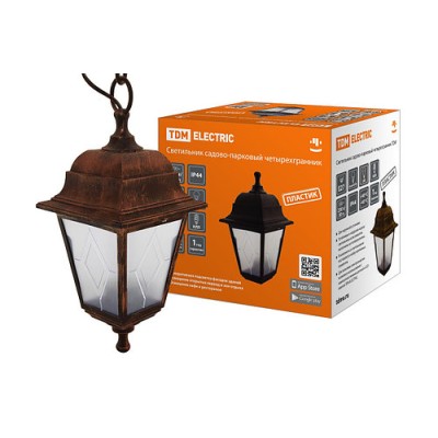 Светильник садово-парковый НСУ 04-60-001 четырехгранник, подвес, пластик, расс.пластик, медь TDM Светильник садово-парковый НСУ 04-60-001 четырехгранник, подвес, пластик, расс.пластик, медь TDM