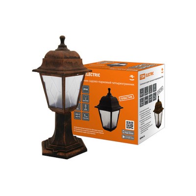 Светильник садово-парковый НТУ 04-60-001 четырехгранник, стойка, пластик, расс.пластик, медь TDM Светильник садово-парковый НТУ 04-60-001 четырехгранник, стойка, пластик, расс.пластик, медь TDM