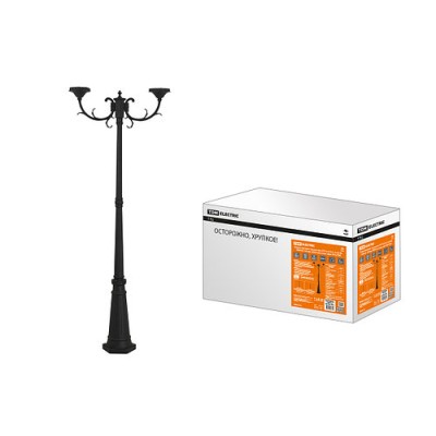 Опора парковая, без рассеив. НТУ 015, E27, 2x100 Вт, байонет 145 мм, H2005 мм, алюм, черн, IP54,TDM Опора парковая, без рассеив. НТУ 015, E27, 2x100 Вт, байонет 145 мм, H2005 мм, алюм, черн, IP54,TDM