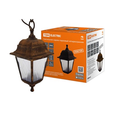 Светильник садово-парковый НСУ 04-60-001 четырехгранник, подвес, пластик, расс.пластик, бронза TDM Светильник садово-парковый НСУ 04-60-001 четырехгранник, подвес, пластик, расс.пластик, бронза TDM
