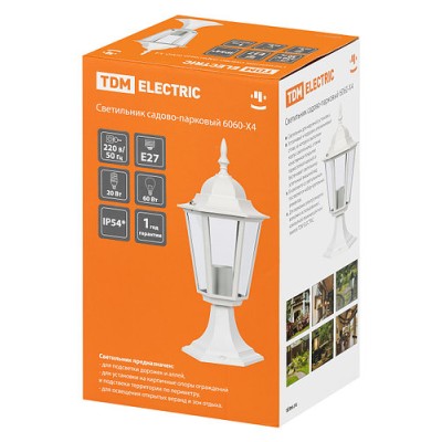 Светильник 6060-24 садово-парковый шестигранник, 60Вт, стойка, белый Светильник 6060-24 садово-парковый шестигранник, 60Вт, стойка, белый