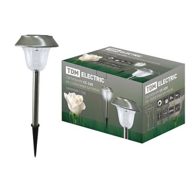 Светильник СС-320 на солнечных батареях, сталь, с выключателем, TDM Светильник СС-320 на солнечных батареях, сталь, с выключателем, TDM