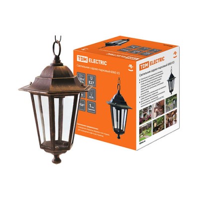 Светильник 6060-15 садово-парковый шестигранник, 60Вт, подвес, бронза TDM Светильник 6060-15 садово-парковый шестигранник, 60Вт, подвес, бронза TDM