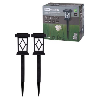 Набор светильников СП "Торо" на солнечных батареях, пластик, 10х44 cм, 2 шт, TDM Набор светильников СП "Торо" на солнечных батареях, пластик, 10х44 cм, 2 шт, TDM