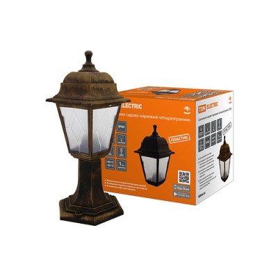 Светильник садово-парковый НТУ 04-60-001 четырехгранник, стойка, пластик, расс.пластик, бронза TDM Светильник садово-парковый НТУ 04-60-001 четырехгранник, стойка, пластик, расс.пластик, бронза TDM