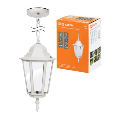 Светильник 6060-25 садово-парковый шестигранник, 60Вт, подвес, белый Светильник 6060-25 садово-парковый шестигранник, 60Вт, подвес, белый