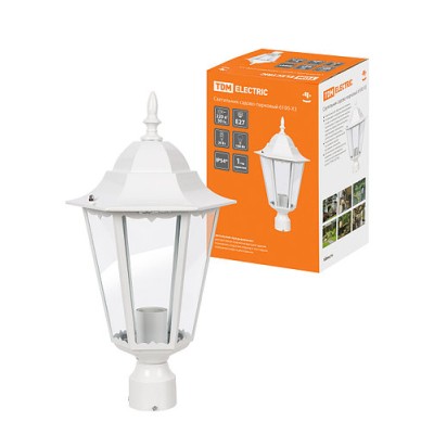 Светильник 6100-23 садово-парковый шестигранник, 100Вт, на опору, белый Светильник 6100-23 садово-парковый шестигранник, 100Вт, на опору, белый