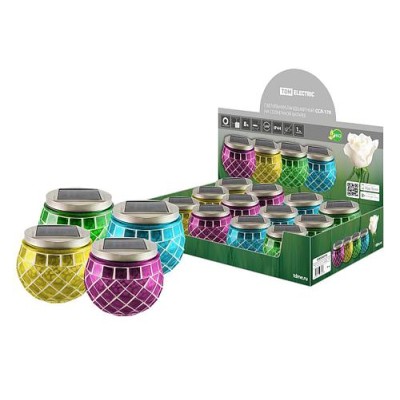 Светильник ландшафтный ССЛ-170 на солн.батарее, 9*9*10,стекло,зеленый,синий,желтый,фиолетовый,ДБ,TDM Светильник ландшафтный ССЛ-170 на солн.батарее, 9*9*10,стекло,зеленый,синий,желтый,фиолетовый,ДБ,TDM