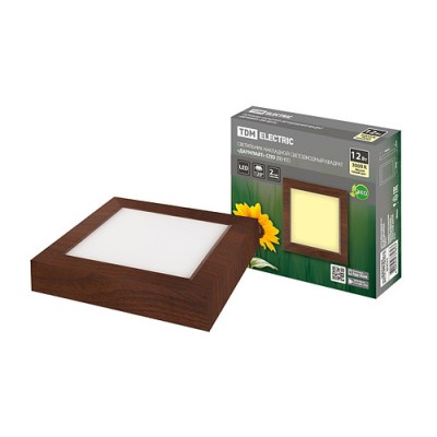 Светильник накладной светодиодный квадрат "Даунлайт" СПО (венге) 12 Вт 170*170*32 мм 3000К TDM Светильник накладной светодиодный квадрат "Даунлайт" СПО (венге) 12 Вт 170*170*32 мм 3000К TDM