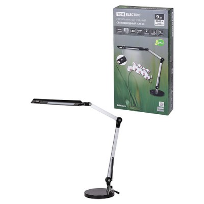 Светильник светодиодный настольный СН-50, 2 колена, диммер, 220 В, 9 Вт, 5000 К, сереб-черн, TDM Светильник светодиодный настольный СН-50, 2 колена, диммер, 220 В, 9 Вт, 5000 К, сереб-черн, TDM