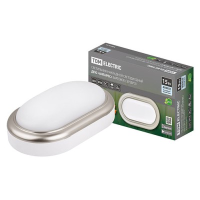 Светильник накладной LED ДПО "Антарес" 15Вт 4000К овал 221*131*68 мм мат.серебро IP54 TDM Светильник накладной LED ДПО "Антарес" 15Вт 4000К овал 221*131*68 мм мат.серебро IP54 TDM