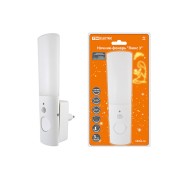 Ночник-фонарь "Люкс 3", 1х0,5 Вт + 2LED, 70 лм/Вт, Li-Ion 250 мАч, дат. освещ. и движ., 220 В, TDM