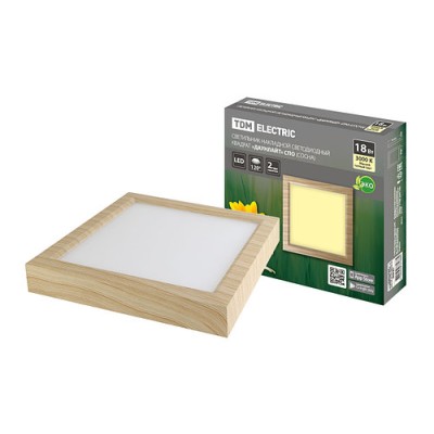 Светильник накладной светодиодный квадрат "Даунлайт" СПО (сосна) 18 Вт 225*225*32 мм 3000К TDM Светильник накладной светодиодный квадрат "Даунлайт" СПО (сосна) 18 Вт 225*225*32 мм 3000К TDM