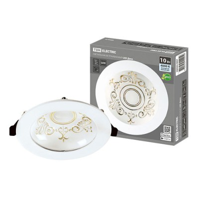 Светильник встраиваемый LED Деко 03, 10 Вт, 4000K, кругл, D170 мм, зол./бел., IP44, TDM Светильник встраиваемый LED Деко 03, 10 Вт, 4000K, кругл, D170 мм, зол./бел., IP44, TDM