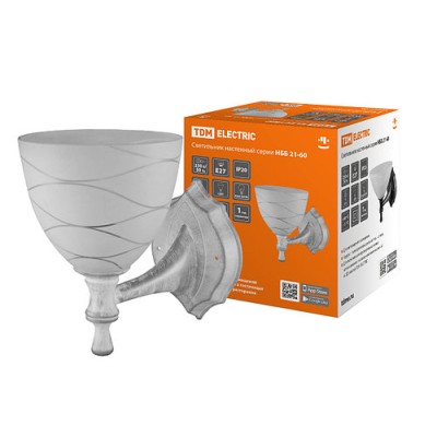 Светильник НББ 21-60-1411 УХЛ4 (белый под серебро, плафон конус "линии") TDM Светильник НББ 21-60-1411 УХЛ4 (белый под серебро, плафон конус "линии") TDM