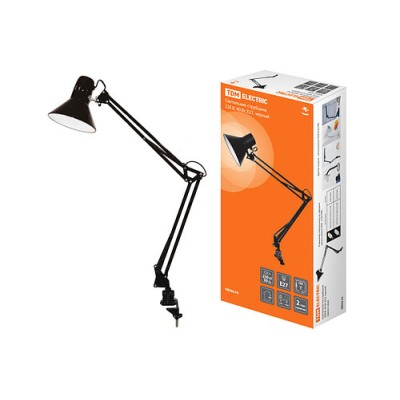 Светильник струбцина 220В, 40Вт, E27 черный TDM Светильник струбцина 220В, 40Вт, E27 черный TDM