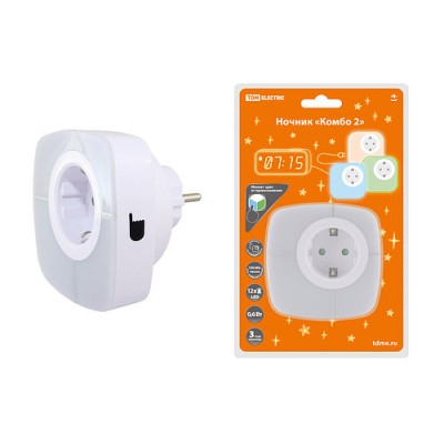 Ночник "Комбо 2", 12LED, 55 лм/Вт, дат. освещ., 220 В, TDM Ночник "Комбо 2", 12LED, 55 лм/Вт, дат. освещ., 220 В, TDM